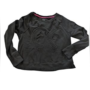 Calvin Klein Performance Women's Black Sweatshirt Raised Textured CK *See Notes